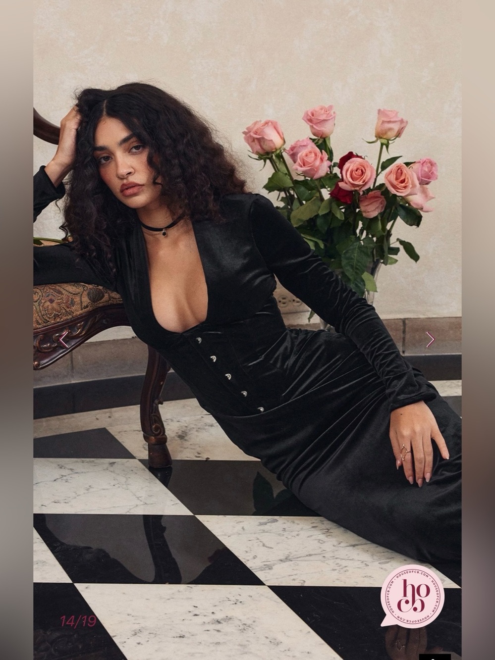 💜Firm Price💜House of CB Arabella black velvet corset maxi dress